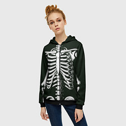 Толстовка на молнии женская Я скелетон, цвет: 3D-черный — фото 2