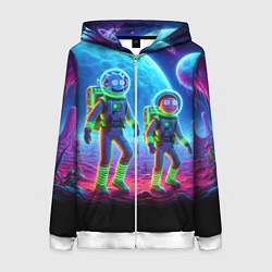 Толстовка на молнии женская Рик и Морти на сказочной неоновой планете, цвет: 3D-белый