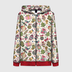 Женская толстовка на молнии Новогодний паттерн