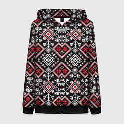 Толстовка на молнии женская Славянский орнамент обережный, цвет: 3D-черный