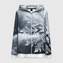 Женская толстовка на молнии Снежинка на черно белое