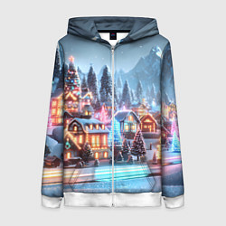 Женская толстовка на молнии Городок в новогодних огоньках