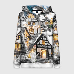 Женская толстовка на молнии Объемные новогодние дома
