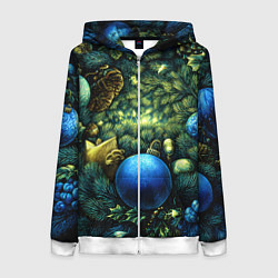 Женская толстовка на молнии Новогодние шарики на елке