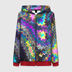 Толстовка на молнии женская Абстракция переливы, цвет: 3D-красный