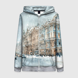 Толстовка на молнии женская Снежный день в Санкт-Петербурге, цвет: 3D-меланж