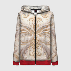 Женская толстовка на молнии Перламутровый орнамент с перьями