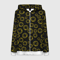 Толстовка на молнии женская Nirvana Pattern, цвет: 3D-белый