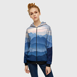 Толстовка на молнии женская Горы, цвет: 3D-черный — фото 2