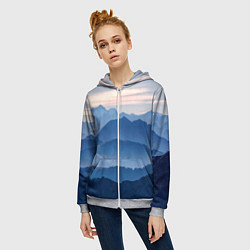 Толстовка на молнии женская Горы, цвет: 3D-меланж — фото 2