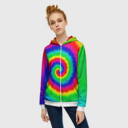 Толстовка на молнии женская Tie dye, цвет: 3D-белый — фото 2