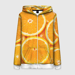 Толстовка на молнии женская Апельсин, цвет: 3D-белый