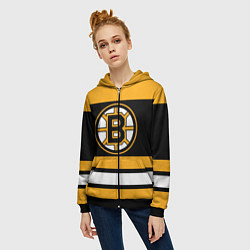 Толстовка на молнии женская Boston Bruins, цвет: 3D-черный — фото 2