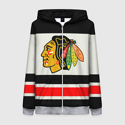 Толстовка на молнии женская Chicago Blackhawks, цвет: 3D-меланж