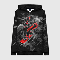 Толстовка на молнии женская Сноубордист, цвет: 3D-черный