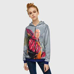 Толстовка на молнии женская One Punch Man Fist, цвет: 3D-синий — фото 2