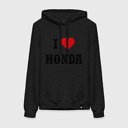 Толстовка-худи хлопковая женская I love Honda, цвет: черный