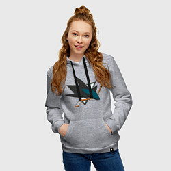 Толстовка-худи хлопковая женская San Jose Sharks, цвет: меланж — фото 2