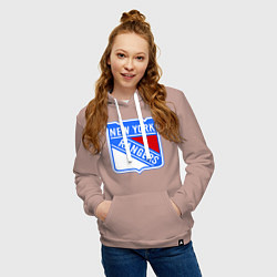 Толстовка-худи хлопковая женская New York Rangers, цвет: пыльно-розовый — фото 2