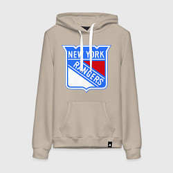 Толстовка-худи хлопковая женская New York Rangers, цвет: миндальный