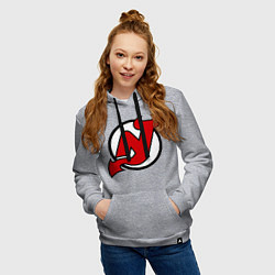 Толстовка-худи хлопковая женская New Jersey Devils цвета меланж — фото 2