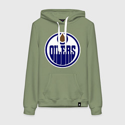 Толстовка-худи хлопковая женская Edmonton Oilers, цвет: авокадо
