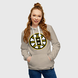 Толстовка-худи хлопковая женская Boston Bruins, цвет: миндальный — фото 2