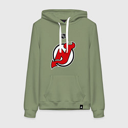 Толстовка-худи хлопковая женская New Jersey Devils: Kovalchuk 17, цвет: авокадо