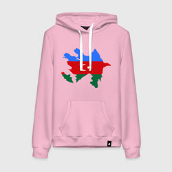 Толстовка-худи хлопковая женская Azerbaijan map цвета светло-розовый — фото 1