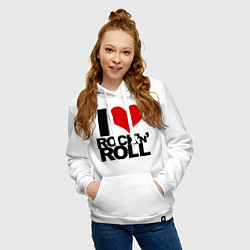 Толстовка-худи хлопковая женская I love rock'n'roll, цвет: белый — фото 2
