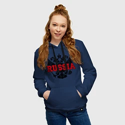 Толстовка-худи хлопковая женская Russia Coat, цвет: тёмно-синий — фото 2
