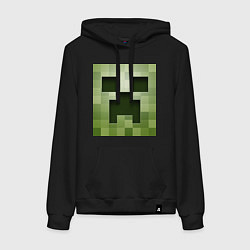 Толстовка-худи хлопковая женская Мinecraft creeper, цвет: черный