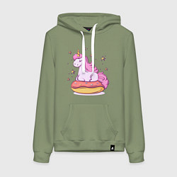 Женская толстовка-худи Единорог на пончике