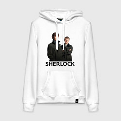 Толстовка-худи хлопковая женская Sherlock, цвет: белый