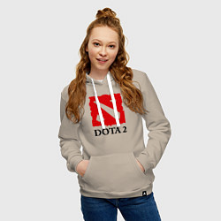 Толстовка-худи хлопковая женская Dota 2: Logo, цвет: миндальный — фото 2