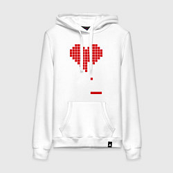Толстовка-худи хлопковая женская Heart tetris, цвет: белый