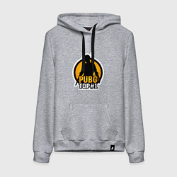 Толстовка-худи хлопковая женская PUBG Top 1, цвет: меланж
