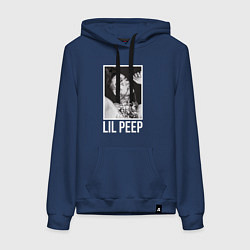 Толстовка-худи хлопковая женская Lil Peep: White Style, цвет: тёмно-синий