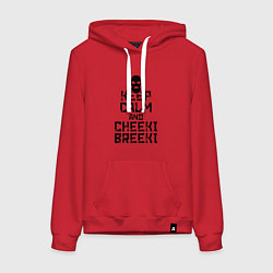 Толстовка-худи хлопковая женская Keep Calm & Cheeki Breeki, цвет: красный