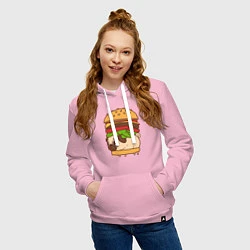 Толстовка-худи хлопковая женская Мопс-бургер, цвет: светло-розовый — фото 2
