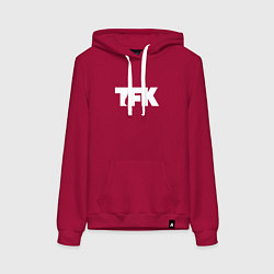 Толстовка-худи хлопковая женская TFK: White Logo, цвет: маджента
