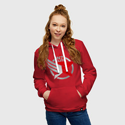 Толстовка-худи хлопковая женская N7 Elite, цвет: красный — фото 2