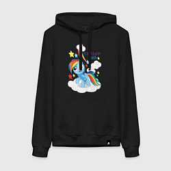 Толстовка-худи хлопковая женская Rainbow Dash, цвет: черный
