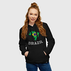 Толстовка-худи хлопковая женская Brazil Country, цвет: черный — фото 2