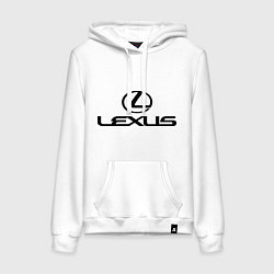 Толстовка-худи хлопковая женская Lexus logo, цвет: белый