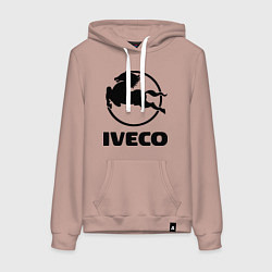 Толстовка-худи хлопковая женская Iveco, цвет: пыльно-розовый