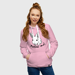 Толстовка-худи хлопковая женская Rabbit: follow me, цвет: светло-розовый — фото 2