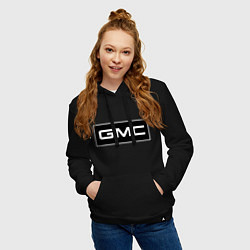Толстовка-худи хлопковая женская GMC logo, цвет: черный — фото 2