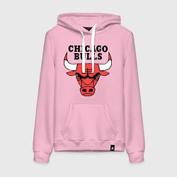 Толстовка-худи хлопковая женская Chicago Bulls, цвет: светло-розовый