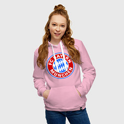 Толстовка-худи хлопковая женская Bayern Munchen FC, цвет: светло-розовый — фото 2